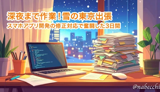 派遣マークアッパーの東京出張2泊3日。リリース前の修正と大雪で帰宅難航