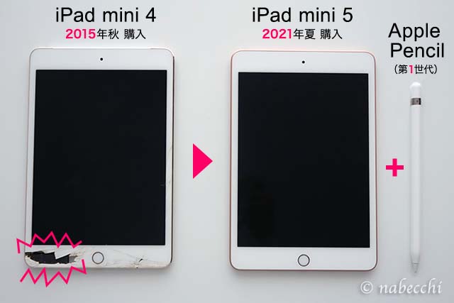 iPad mini 4 からiPad mini 5 + Apple Pencil へ