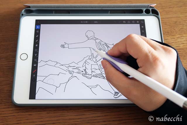 iPad mini &タッチペンで簡単トレース。記念写真をイラストに