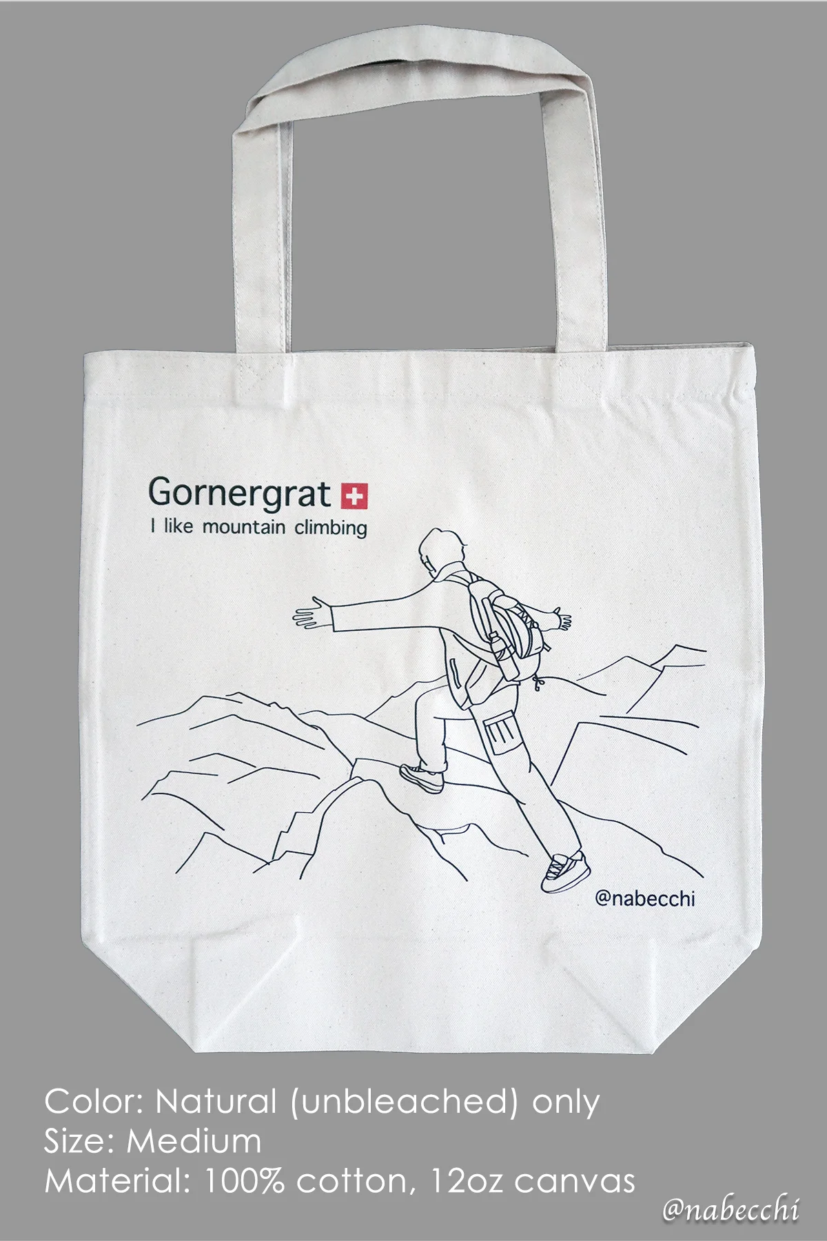 自作線画をプリントしたオリジナルトートバッグ