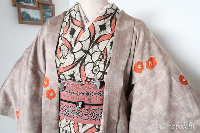大江戸骨董市でお買い物。2千円春着物コーデ（着物・帯・羽織）完成