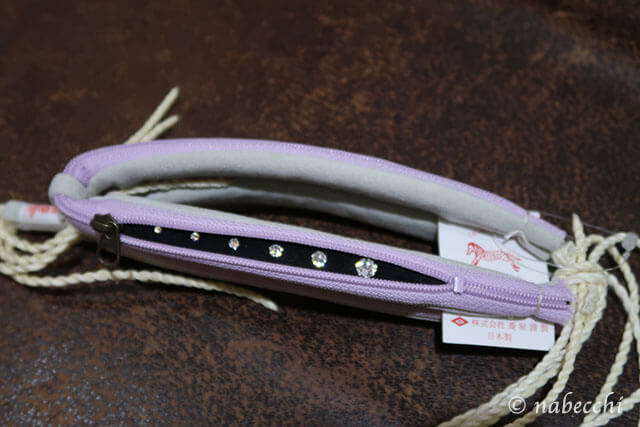 ファスナー付き鼻緒 紫✕黒 光るビジュー カレンブロッソ
