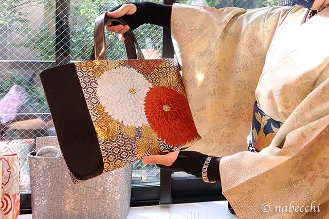 大胆花柄A4サイズの帯バッグ ぬいもの屋 個々「帯Bag展 2020」