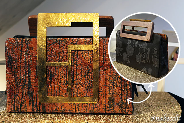 真鍮持ち手と帯地のリバーシブル帯バッグ