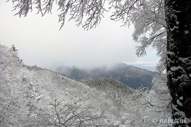 雪の日 金剛山から見る葛城山