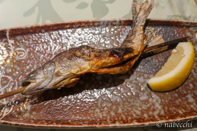 杣人料理「岩魚の塩焼き」 ホテル白樺荘