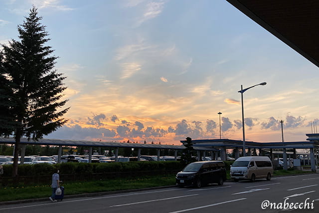 女満別空港の夕日