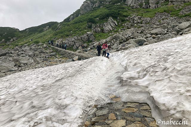 お盆に立山室堂の残雪